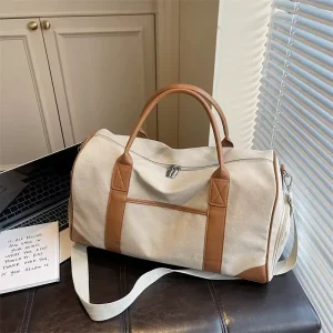 OEM ODM Waterproof Fitness Bag Gym Bag Custom Heavy Duty Fabric Leather Handle Cylinder Duffel Overnight Travel