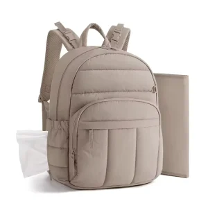OEM Polyester Diaper Bag Backpack Multi Pocket Fluffy Waterproof Breathable Zipper Closure Diaper Changing Pad Heat