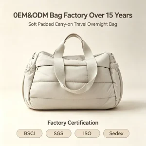 OEM&ODM Large Multi Compartment Women Travel Duffel Bag Adjustable Strap Puffy Vacation Weekend Carry on Bag