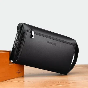 Off-Shoulder Men’s Messenger Bag With Password Lock PU Leather Large Capacity Crossbody Bag for Business & Daily Use