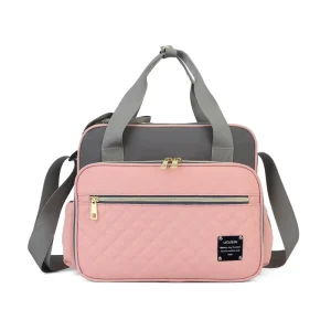 One Shoulder Mummy Maternity Nappy Bag Pink Gray Large Capacity Baby Diaper Bag for Baby Care Travel Bag