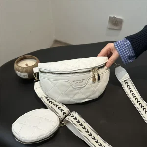 Online Wholesalers Fashion Striped Pattern PU Leather Women’s Crossbody Shoulder Bag Ladies Waist Chest with Coin Purse