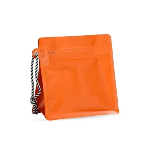 Orange Flat Bottom Pouch Pulled Zipper Food Grade Plastic Packaging Portable Drawstring 125g 250g 500g Coffee Bean Packaging