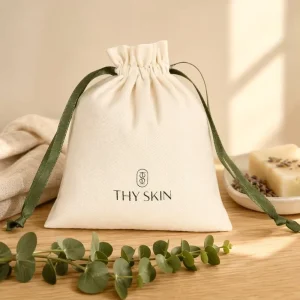 Organic Cotton Printed Muslin Drawstring Bags Custom Logo Large Linen Cotton Dust Packaging Bag For Purse Shoe Handbags Luxury