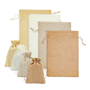 Organic Reusable Durable Washable Customizable Linen Gift Bags with Drawstring for Jewelry Pouches 10*14cm