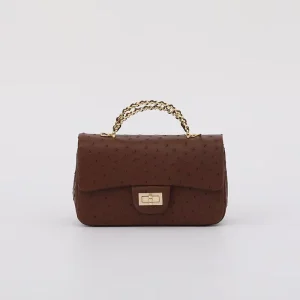 Ostrich Leather Chain Handbag Genuine Leather Women’s Shoulder Bag
