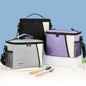 Oxford Insulated Lunch Bag with Zipper Waterproof Large Capacity Fresh-Keeping Portable
