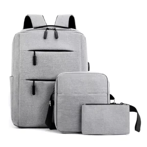 Oxford Three piece Set Laptop Backpack Zipper School Unisex Style Large Capacity Business USB Charging Laptop Bag