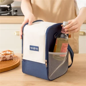 Oxford Zipper Double Layer Insulated Thickened Large Opening Travel Picnic Lunch Bag Shoulder Strap Ice Bag 2