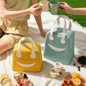 Oxford Zipper Lunch Box Bag with Large Capacity Thermal Insulation for Picnic and Outdoor Use