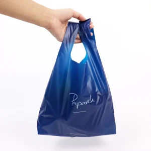 PLA Handle Blue T-shirt Biodegradable Plastic Bag Vest Bag Shopping Supermarket Shopping Bag