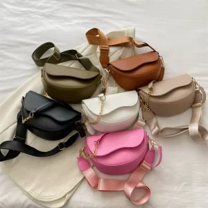 PU Leather Handbags for Women Single Piece Fashion Ladies Double Shoulder Strap Purses Women Saddle Bags