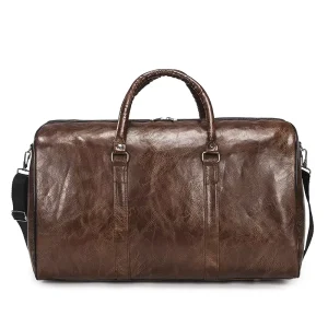 PU Leather Large Capacity Durable Water Resistant Business Travel Duffel Bag with Zipper Closure