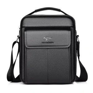 PU Leather Men’s Crossbody Messenger Bag Classic Design Logo Good Quality Business Travel Sling Sac De Messager