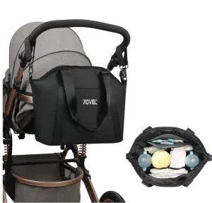 PU Leather Waterproof Diaper Bag hang Stroller Organizer Bag Lightweight and Large capacity Mother Tote Bag Storage Bag