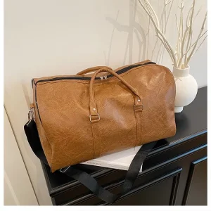 PU Surface Water Resistant Zipper Lock Handle Single Shoulder Bag Gym Fitness Sports Bag Adult Unisex Travel Daily Use