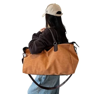 PU Texture Handheld String 20-35L Large Capacity Travel Bag Soft Casual Sports Fitness Business Trip Luggage Shoulder