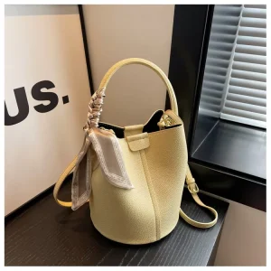 PU Waterproof Large Capacity Litchi Skin Bucket Travel Big Leather Bags For Women