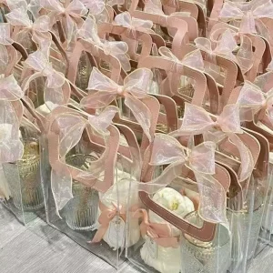 PVC Flower Shopping Tote Bag, Transparent Clear PVC Gift Bag with Handle