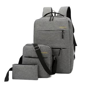 Pack Laptop Backpack Bags Polyester OEM Unisex Oxford Plain Waterproof Business Computer Bag Laptop Case Fashion Set 3 Pcs