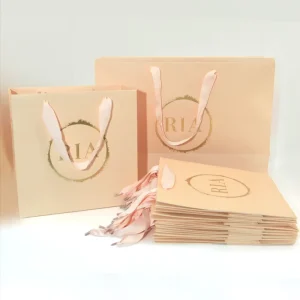 Paper Bag Custom Printed logo Luxury Clothing Shopping Paper Bags Boutique Recyclable Gift Bag With Ribbon Rope