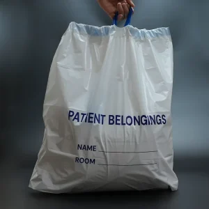 Patient Belonging Bag White with Drawstring Tie Hospital Property Bag for Patient Storage Personal Items Disposable Medical Use