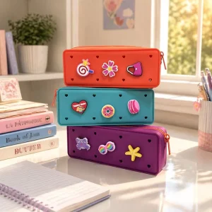 Pencil Stationary Zipper Pouch Makeup Brushes Packaging Silicone Cosmetic Pencil Case Office Stationery Pencil Pouch