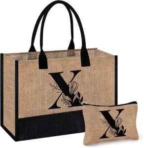 Personalised Initial Canvas Handbag Autumn Beach Bag Waterproof Wear Resistant Elegant Fashionable Birthday Gift