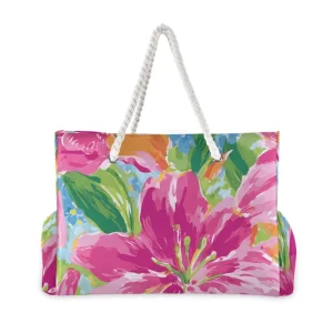 Personalised Oversized Beach Tote Bag Natural Color Rope Handle Customised Logo Beach Bag for Swimming & Spring Vacations Travel