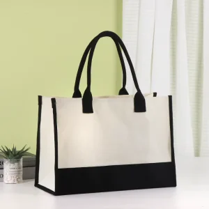 Personalized Initial Solid Canvas Tote Bag Cosmetic Bags Birthday Wedding Beach Holiday Women Mom Teachers Nurses
