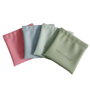 Personalized Logo Luxury PU Leather Jewelry Pouch Shrapnel Automatic Snap Closure Green Packing Bag