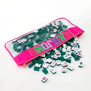 Personalized Mahjongg Tiles Zipper Pouch Custom Logo Mahjong Set Travel Bag