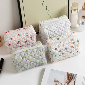 Personalized Multiple Patterns Custom Logo Makeup Pouch Bag Floral Fabric Cosmetic Bags Cases