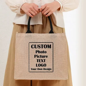 Personalized Picture Customization Summer Open Shipping Large Linen Beach Bag Monogrammed Gift Tote Bag