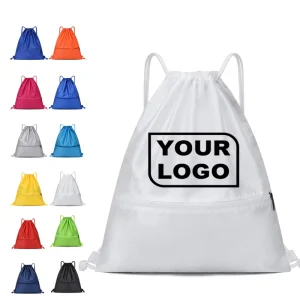 Personalized Promotional Gym Custom Drawstring Bag Sports Polyester Zipper Backpack Drawstring Bags With Logo
