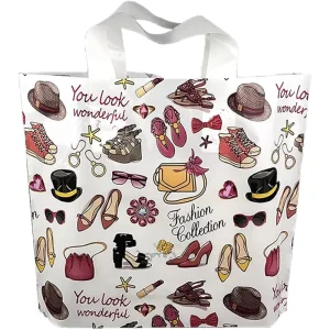 Plastic Merchandise Bags with Handles Shopping Retail Bags with Multiple Patterns Suitable for Wardrobe and Daily Use