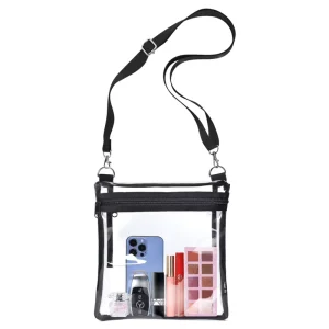 Plastic TPU Clear Crossbody Bag Stadium Approved Transparent Plastic Security Messenger Handbag for Sports Events Festivals