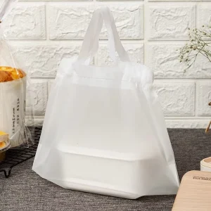 Plastic Takeout Bags with Extra Long Drawstring Custom Food Delivery Bags Shoulder Carry