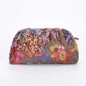 Pleated Luxurious Dinner Evening Bags Ladies Charming Party Bags Zipper Mesh Embroidery Sequin Clutch Ladies Cloud Bags