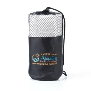 Polyester Drawstring Mesh Pouch Bag with Water Bottle Holder and Beach Towel Storage Package