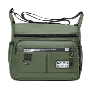 Polyester One Shoulder Messenger Bag Waterproof Multi Pocket Large Capacity for Men Daily Commute Messenger Bag