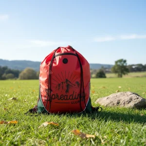 Polyester Waterproof Front Pocket Drawstring Bag with Zipper Puller Locking Toggle for Outdoor Sport