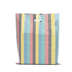 Polypropylene Woven Lamination Bags PP Color Stripe Sacks With D cutting Handles Saco Tejido De PP