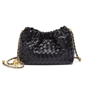 Popular Metal Chain Cloud Bag Fashionable Hand-woven PU Women’s Bag Simple Trendy Shoulder Crossbody ZIP Closure Dumpling Bag