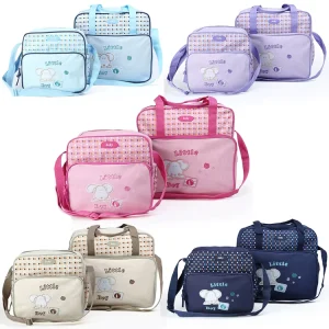 Portable Cute Cartoon Baby Diaper Bags Set Mummy Diaper Nappy Bags