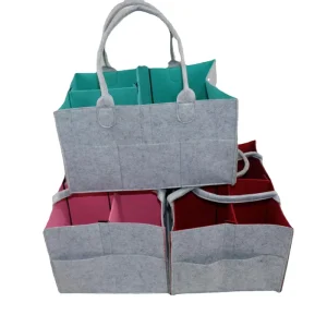 Portable Eco friendly Felt Diaper Bag Customized Logo Fashionable Color Matching Design Foldable Travel Mommy Storage Makeup Bag