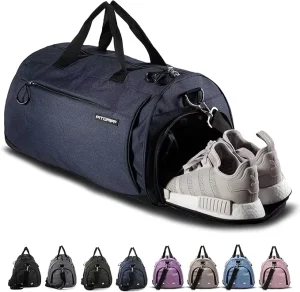 Portable Fitness Gym Bag Waterproof Lightweight Nylon Shoe & Wet Compartment for Swimming Dry Wet Sports Bag Zipper Closure