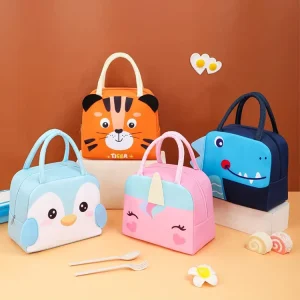 Portable Insulated Thermal Lunch Box Picnic Supplies Bags Milk Bottle Polyester Cartoon Lunch Bag for Women Girl Kids Children
