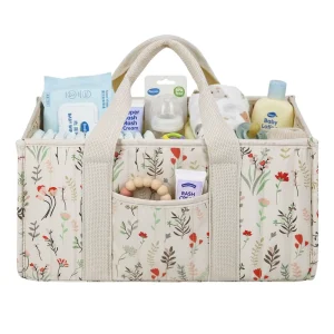 Portable Large Multifunction Storage Bag Reusable Waterproof Diaper Caddy with Short Handle Customizable Baby Diaper Organizer