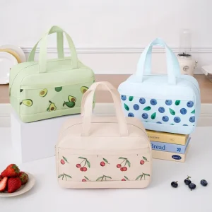 Portable Lunch Cooler Bag Insulated Polyester Bag with Front Pocket for Outdoor Food Storage for Kids and Adults